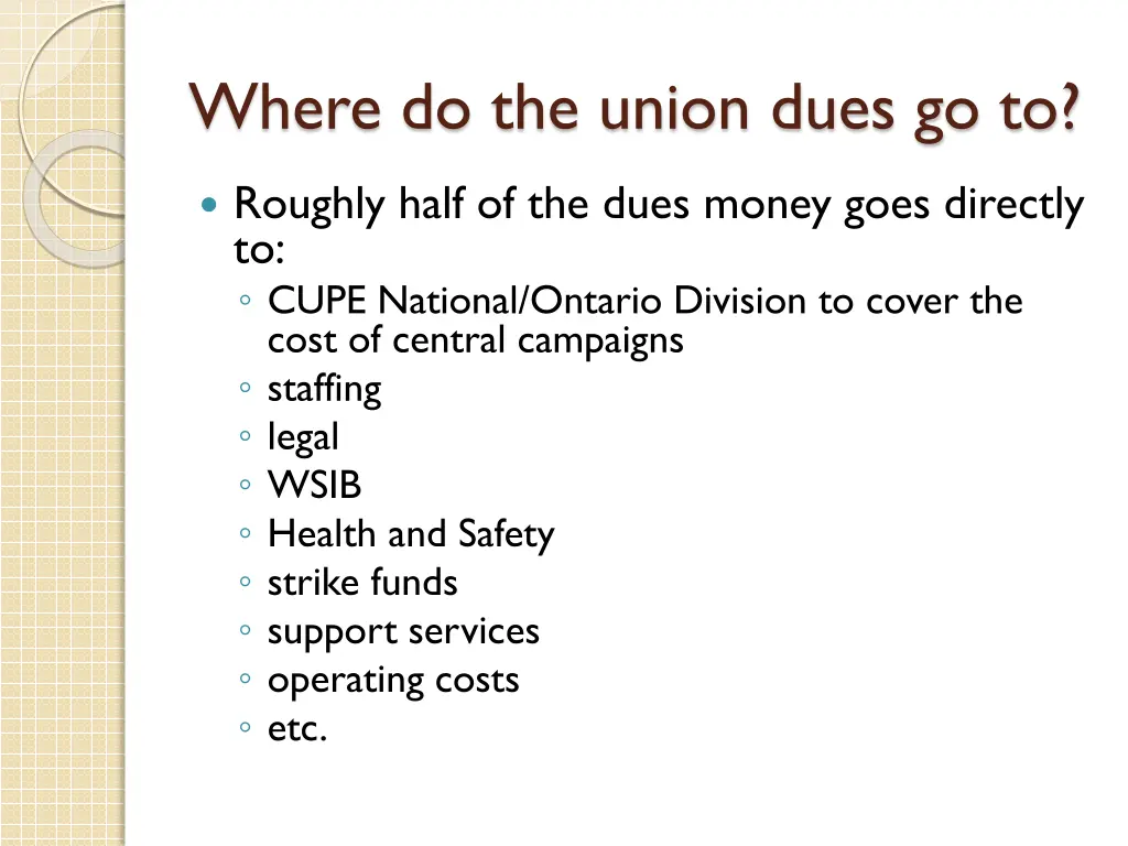 where do the union dues go to