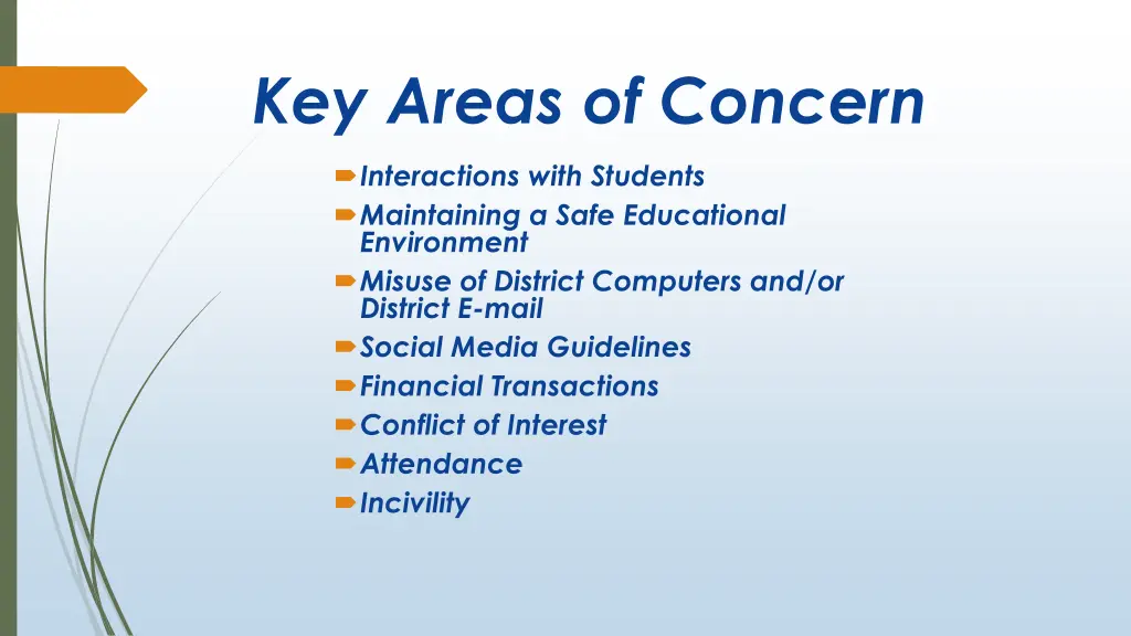 key areas of concern