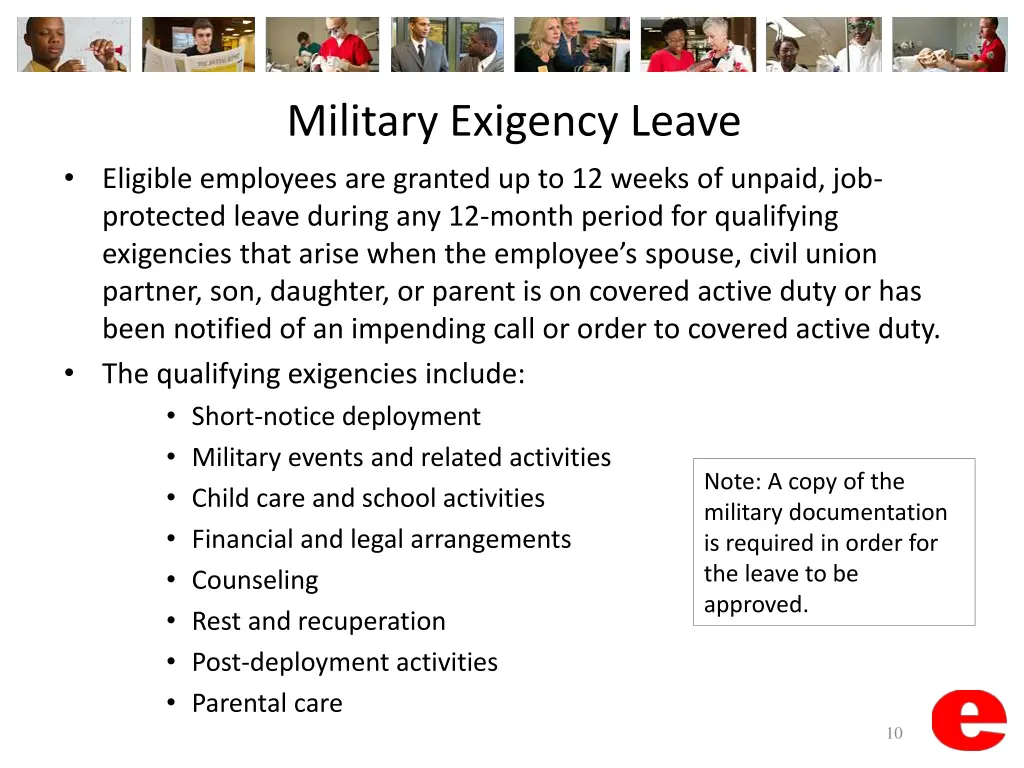 military exigency leave eligible employees