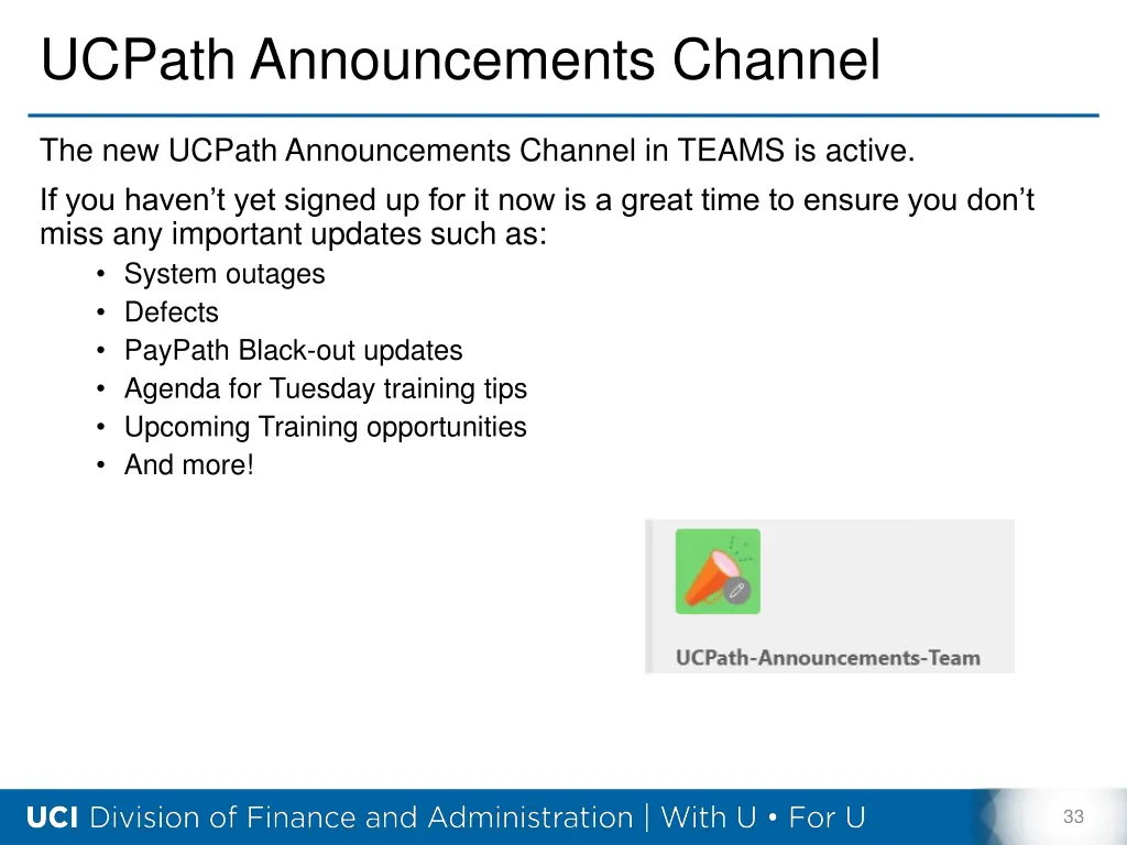 ucpath announcements channel