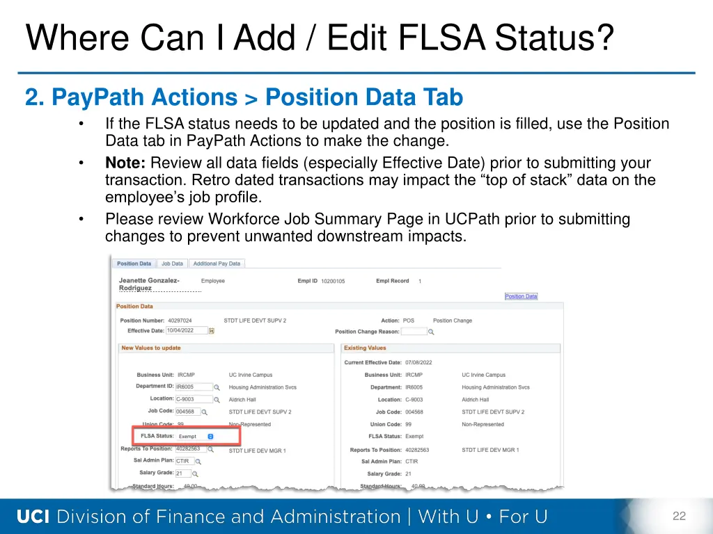 where can i add edit flsa status 1