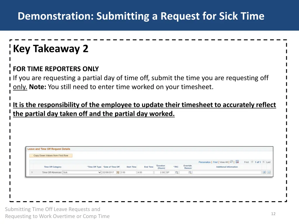 demonstration submitting a request for sick time 2