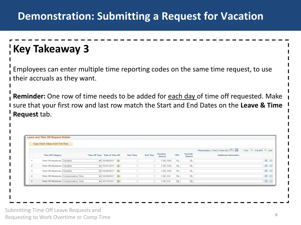 demonstration submitting a request for vacation 3