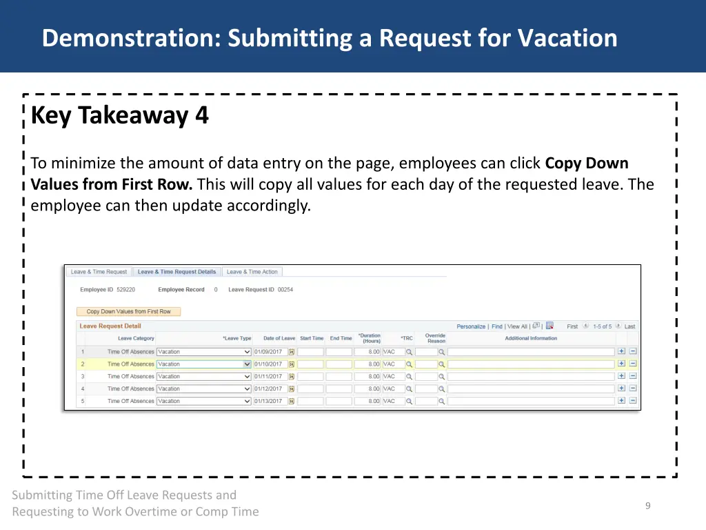 demonstration submitting a request for vacation 4