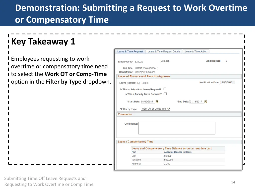 demonstration submitting a request to work 1