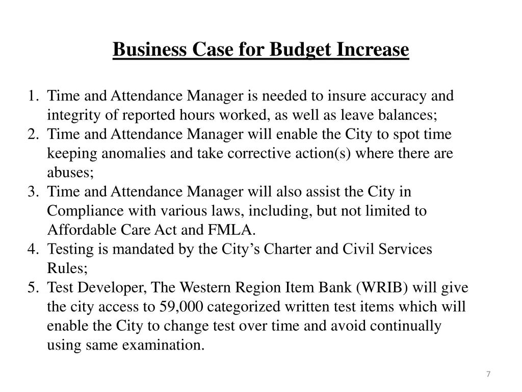 business case for budget increase