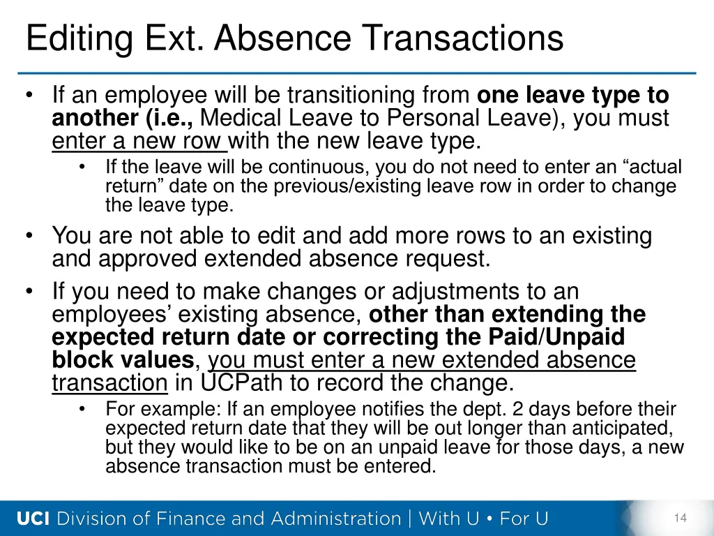 editing ext absence transactions