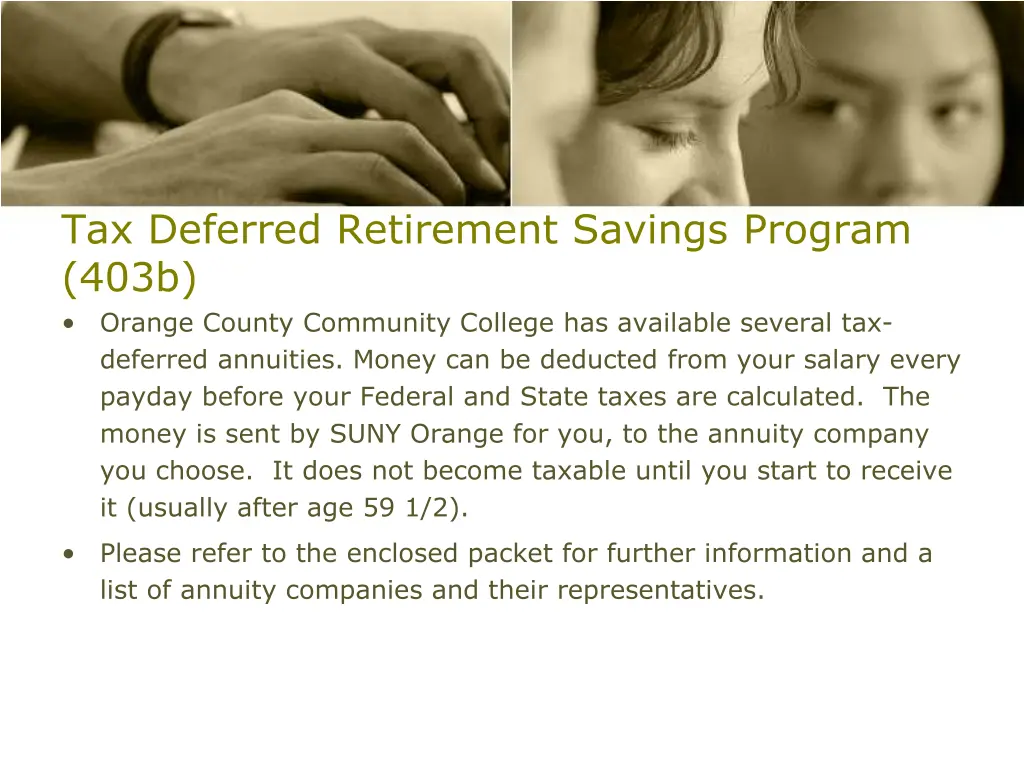 tax deferred retirement savings program 403b