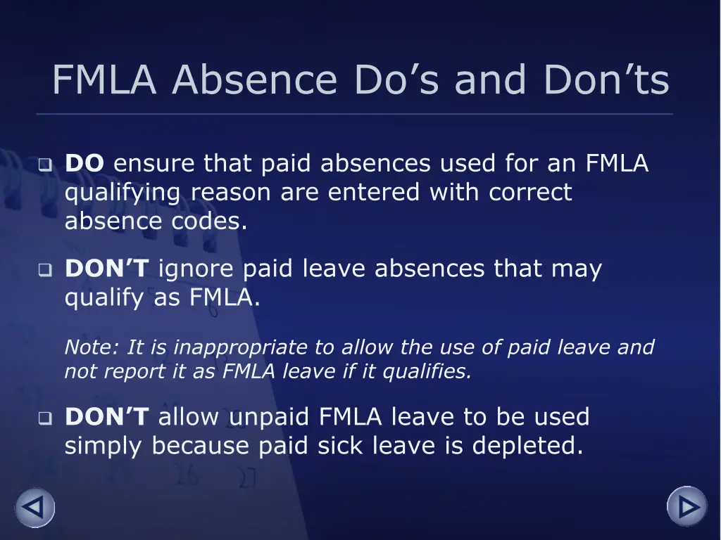 fmla absence do s and don ts