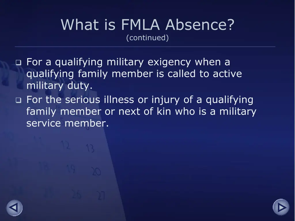 what is fmla absence continued