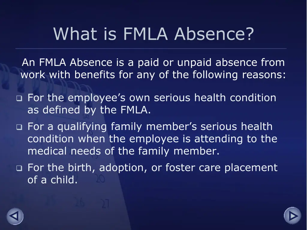 what is fmla absence