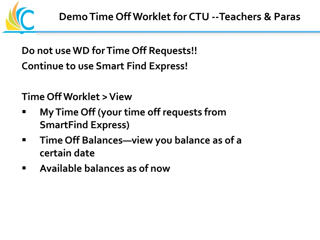 demo time off worklet for ctu teachers paras