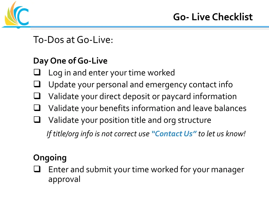 go live checklist