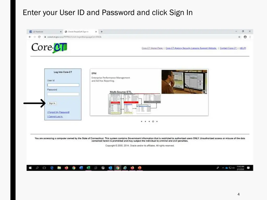 enter your user id and password and click sign in