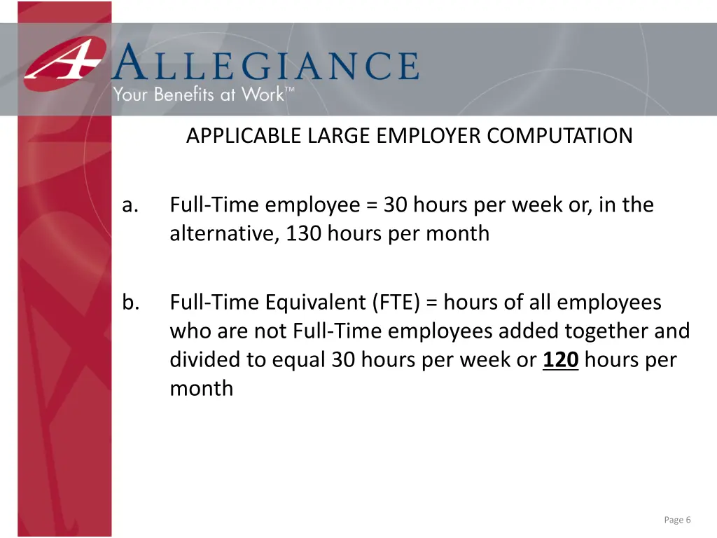 applicable large employer computation