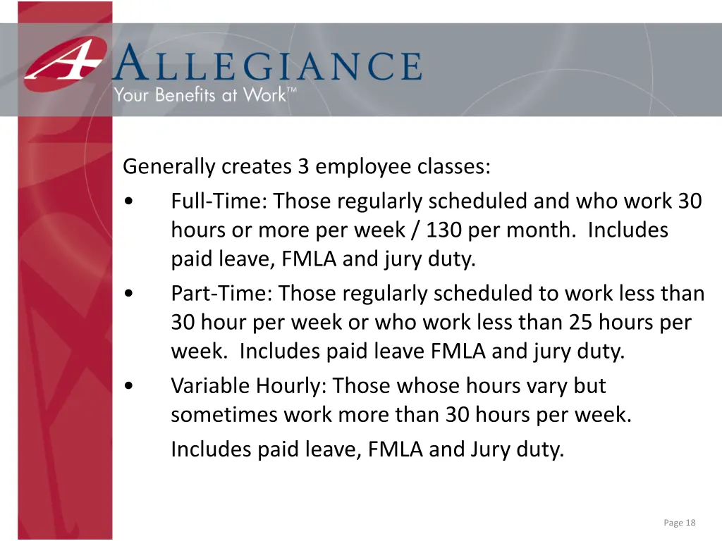 generally creates 3 employee classes full time