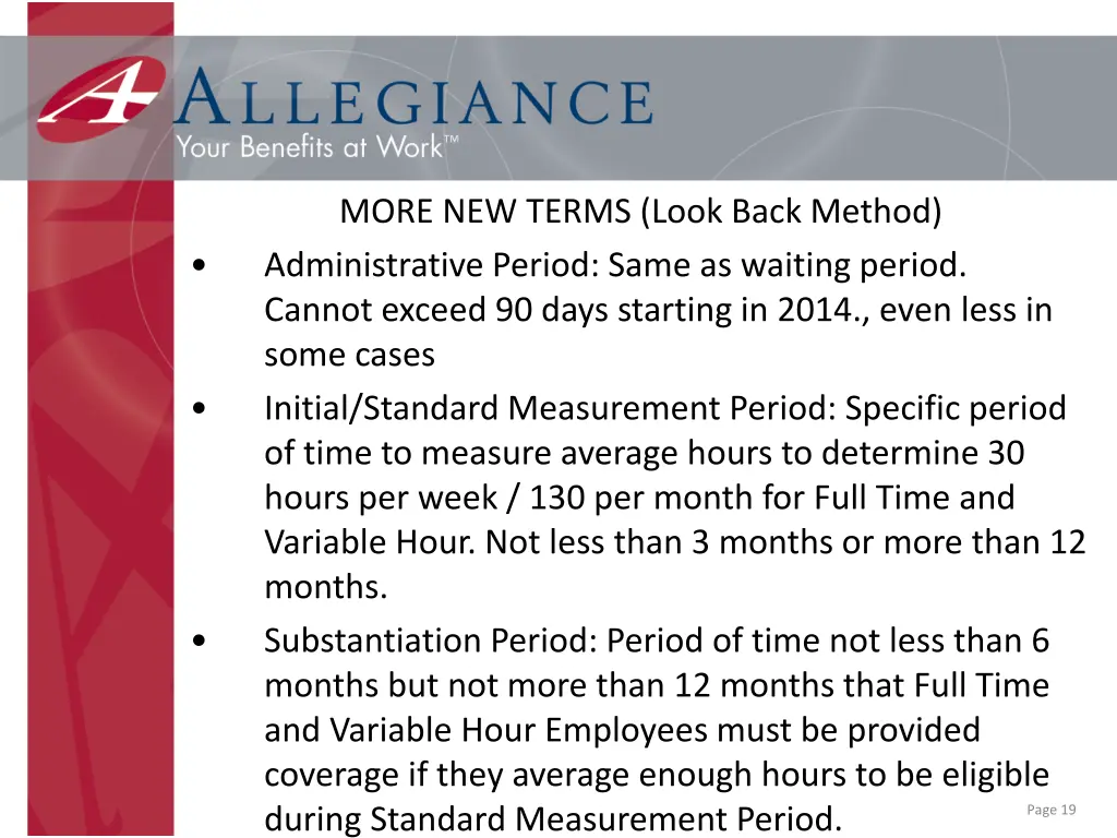 more new terms look back method administrative