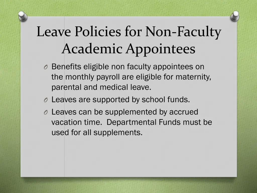 leave policies for non faculty academic appointees