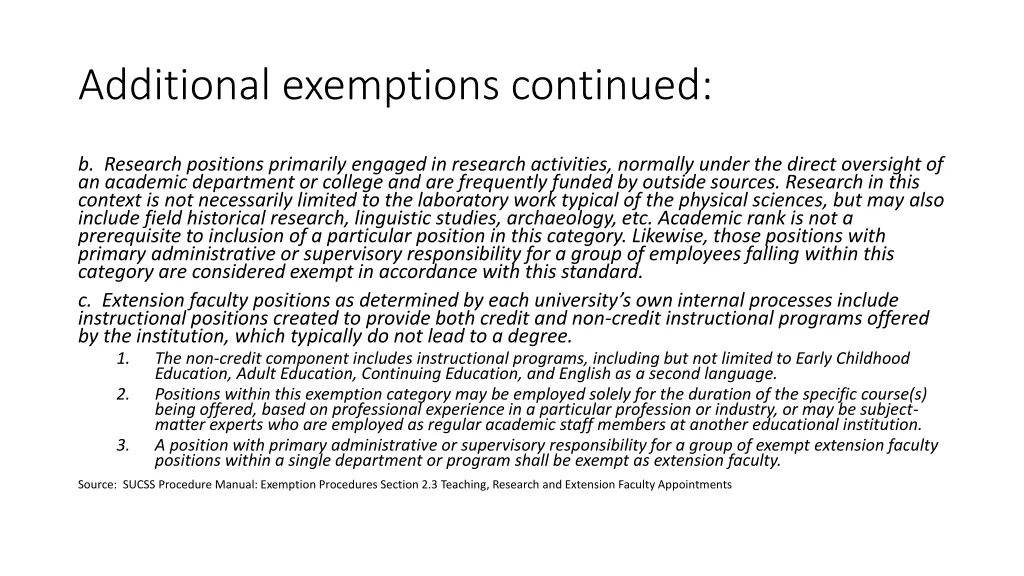 additional exemptions continued