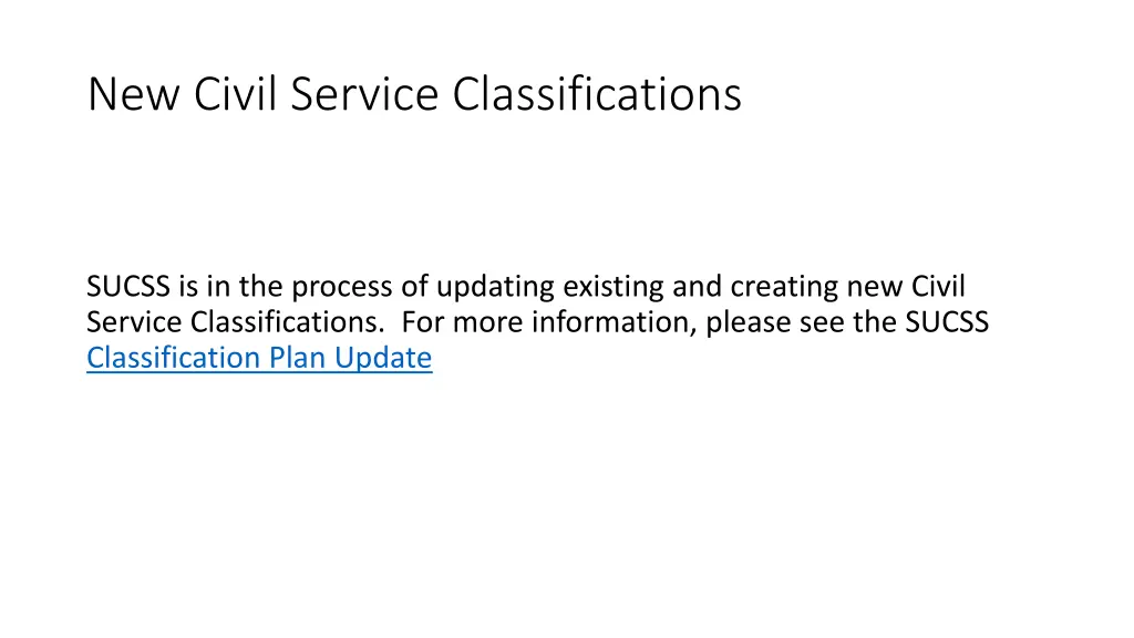 new civil service classifications