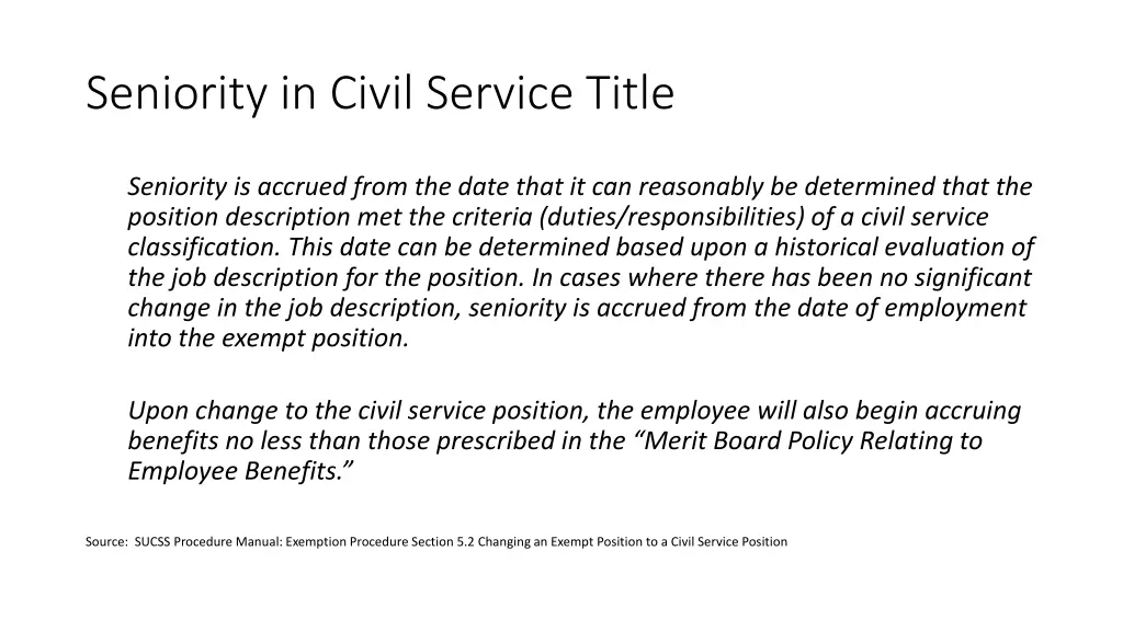 seniority in civil service title