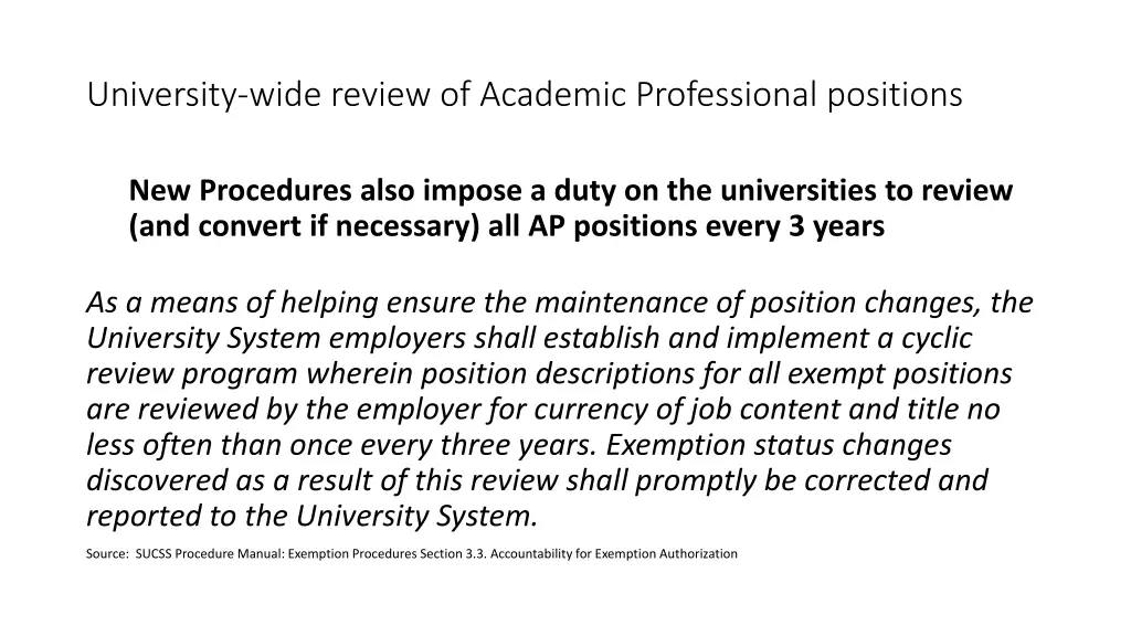 university wide review of academic professional