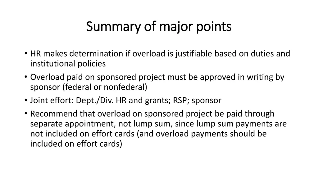 summary of major points summary of major points 1