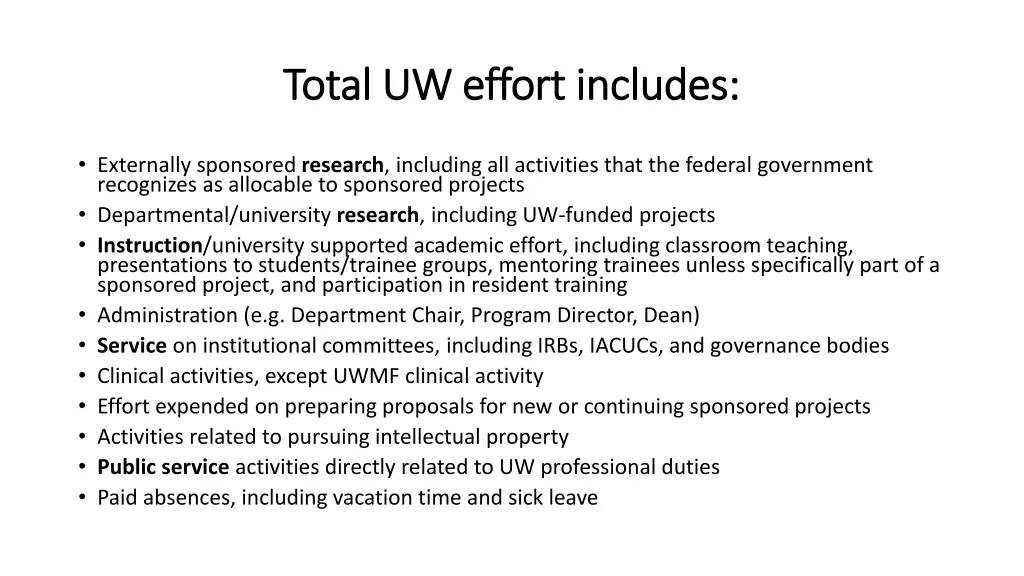 total uw effort includes total uw effort includes