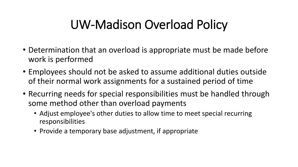 uw uw madison overload policy madison overload