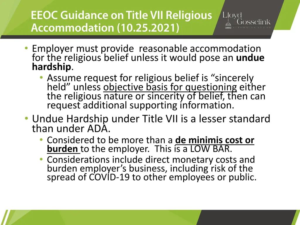 employer must provide reasonable accommodation