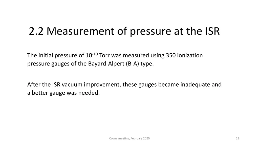 2 2 measurement of pressure at the isr