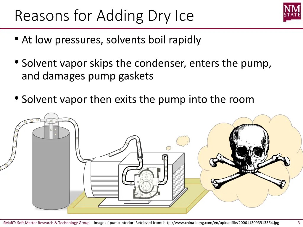 reasons for adding dry ice at low pressures