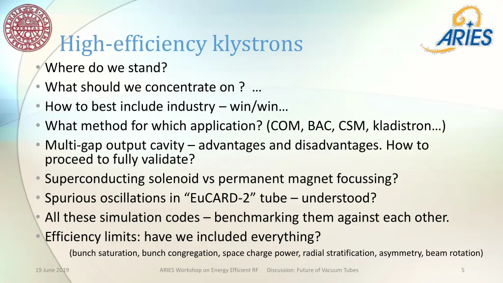 high efficiency klystrons