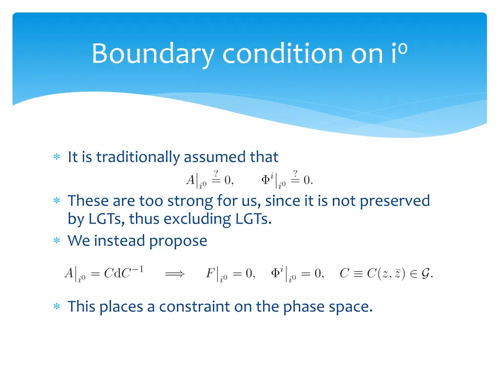 boundary condition on i 0