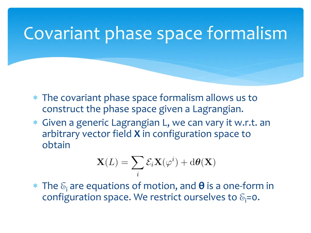 covariant phase space formalism