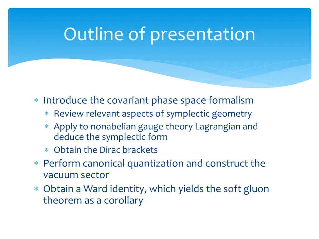 outline of presentation