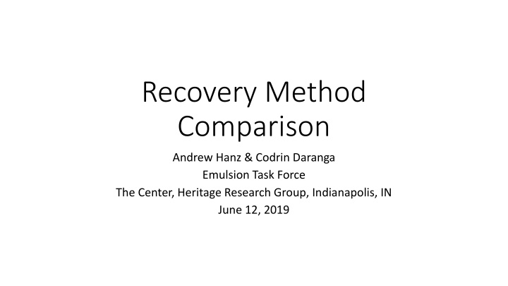 recovery method comparison