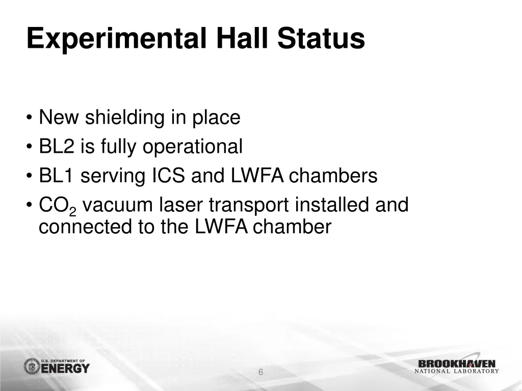 experimental hall status