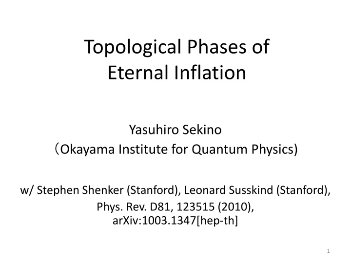 topological phases of eternal inflation