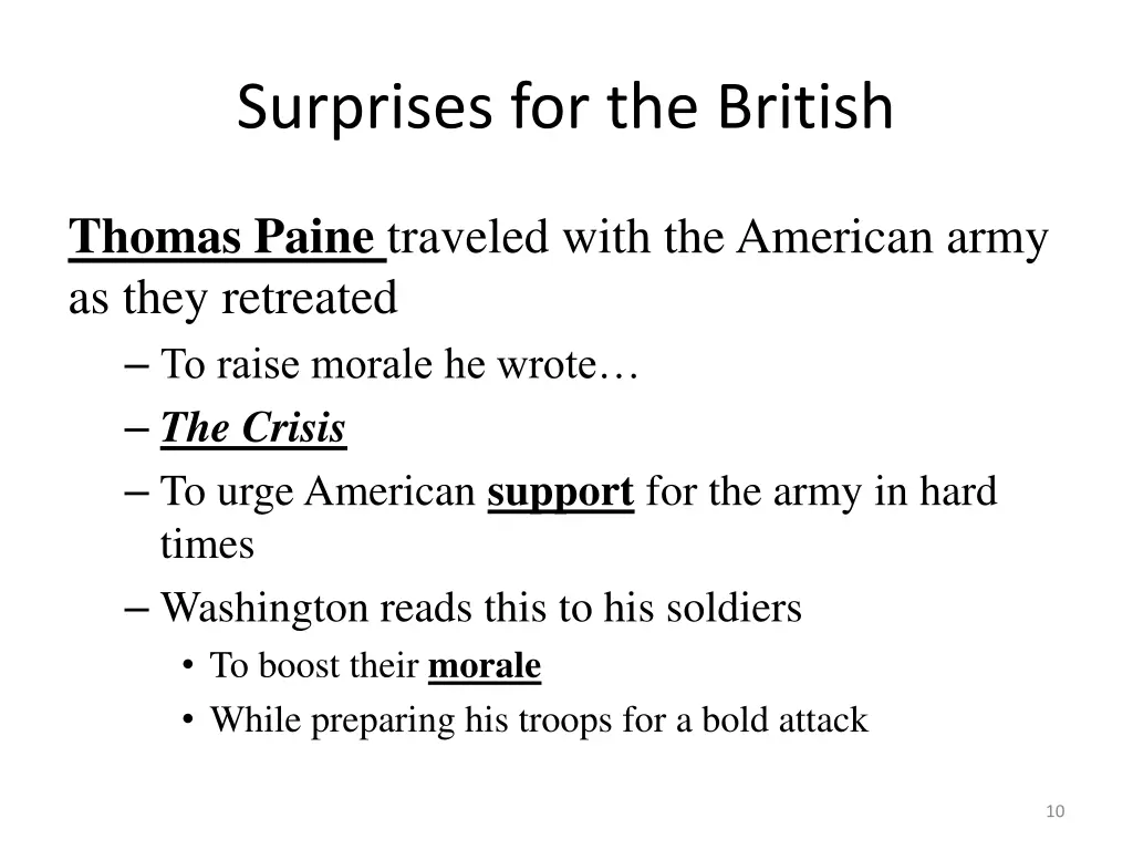 surprises for the british