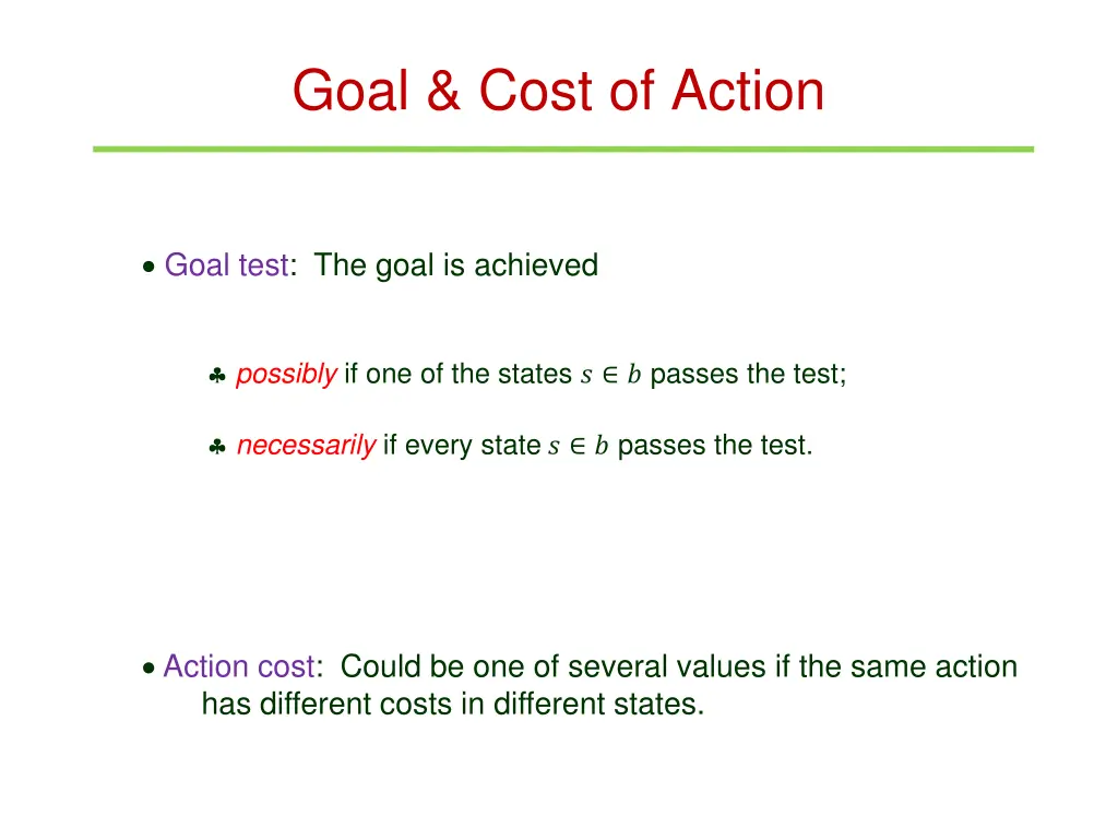 goal cost of action