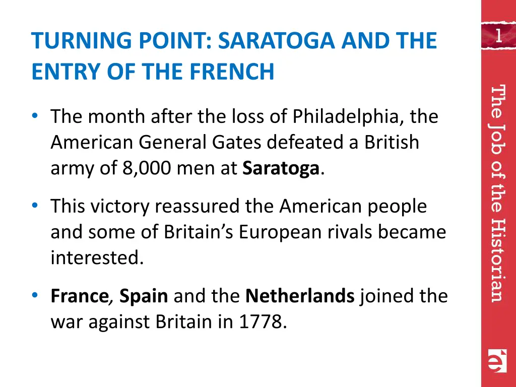 turning point saratoga and the entry of the french