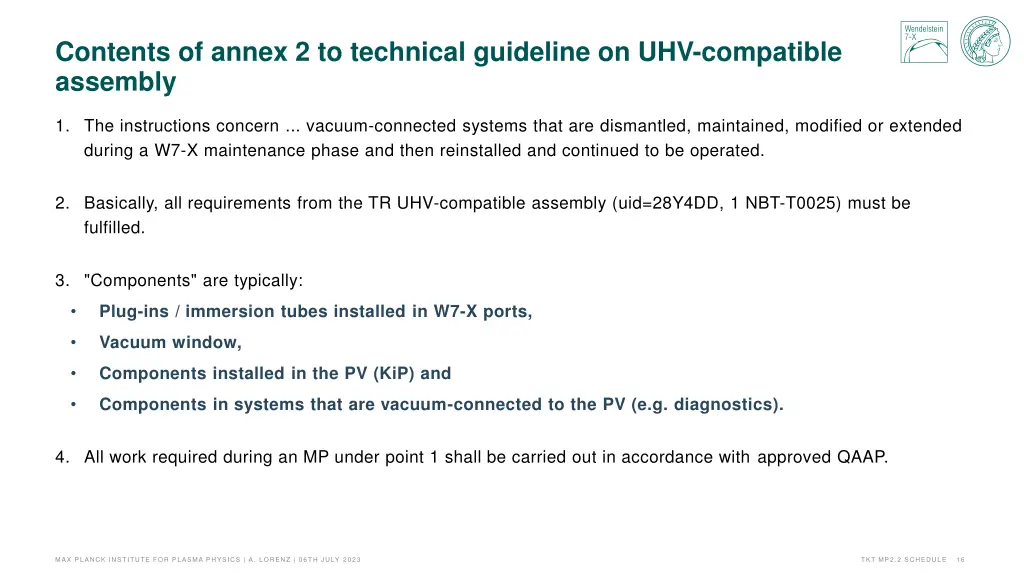 contents of annex 2 to technical guideline