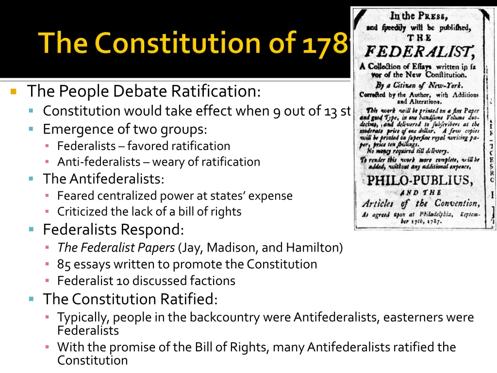 the people debate ratification constitution would