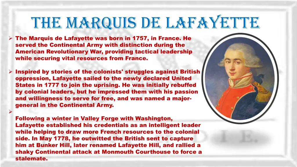 the marquis de lafayette the marquis de lafayette