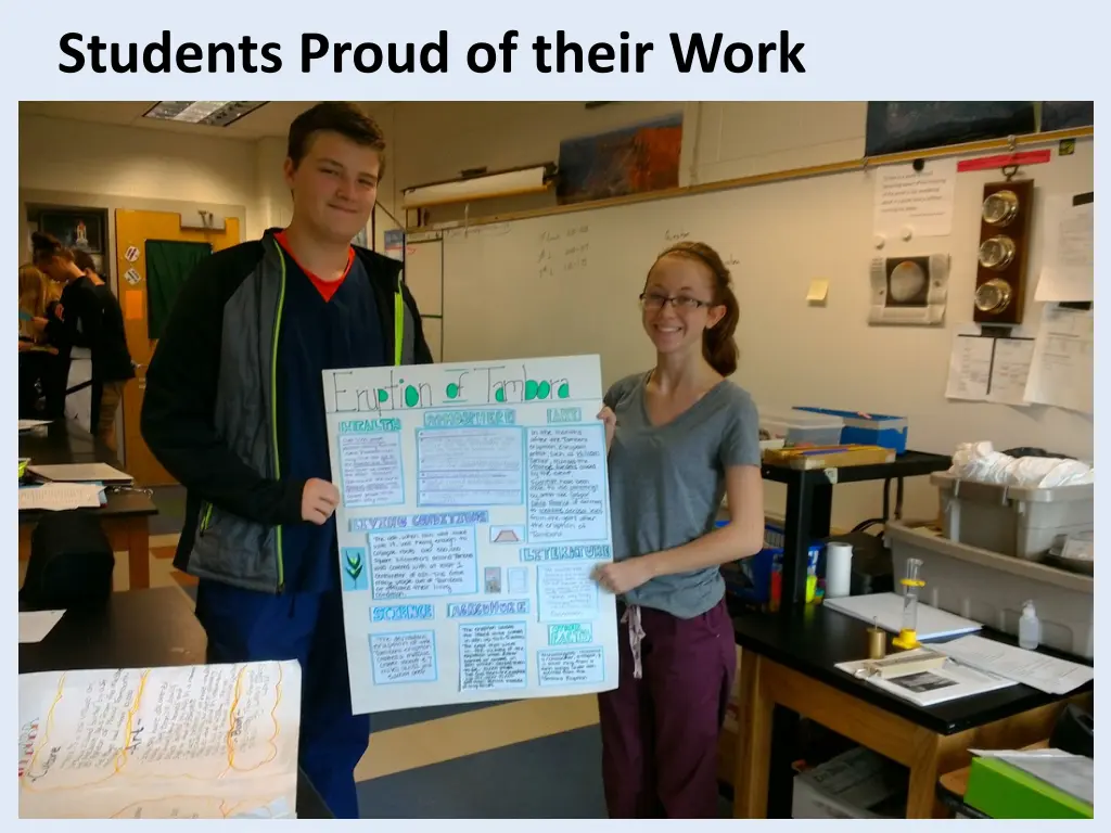 students proud of their work