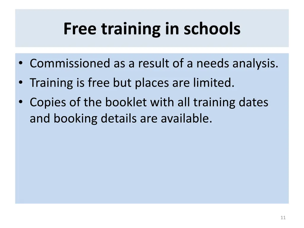 free training in schools