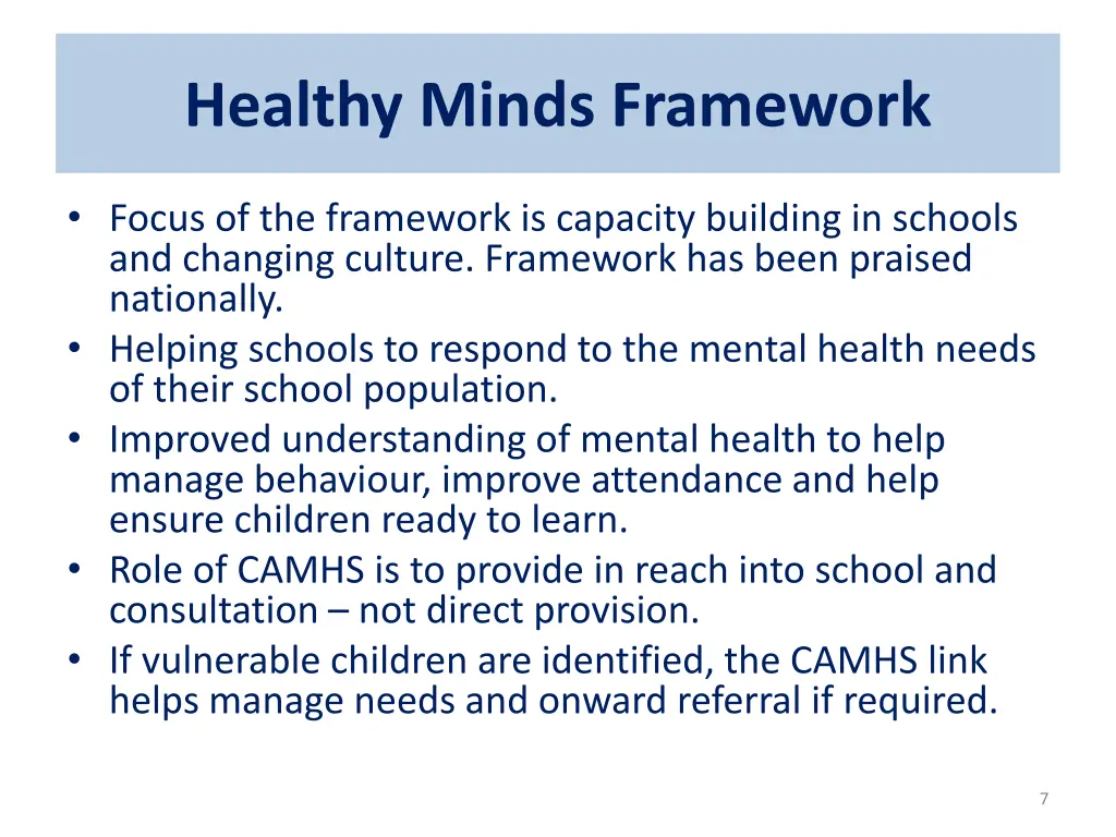 healthy minds framework