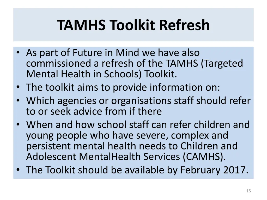 tamhs toolkit refresh