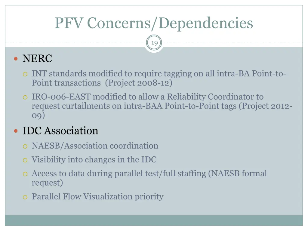 pfv concerns dependencies